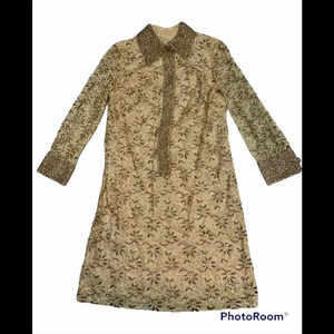 Vintage 1950’s-1960’s Lace and Beaded Shift Dress Sz S